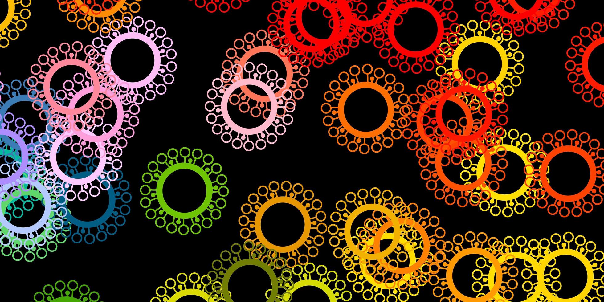modèle vectoriel multicolore foncé avec des éléments de coronavirus