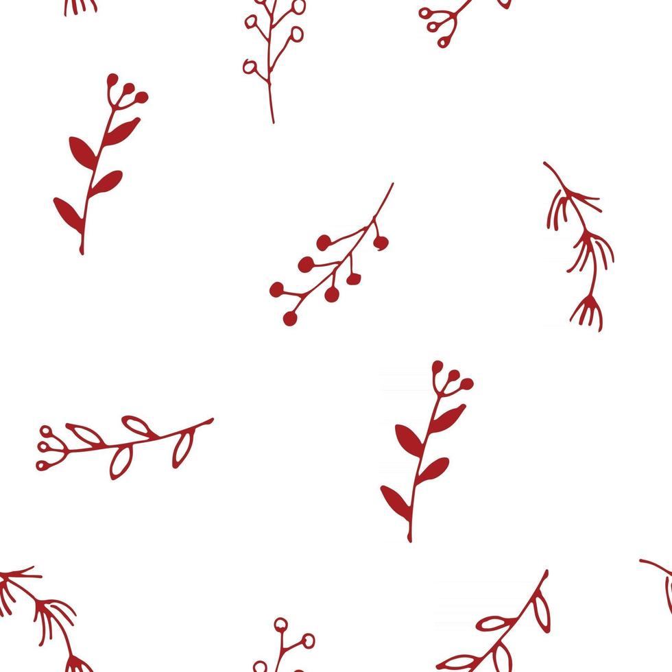 branches modèle sans couture de doodles dessinés à la main, fond de décoration de guirlande de Noël. illustration vectorielle vecteur