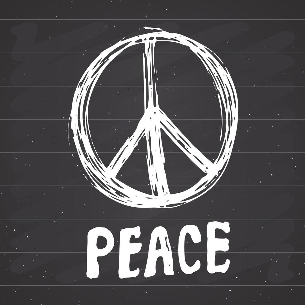 symbole de paix, hippie grunge dessiné à la main ou signe pacifiste, illustration vectorielle isolée sur fond blanc vecteur