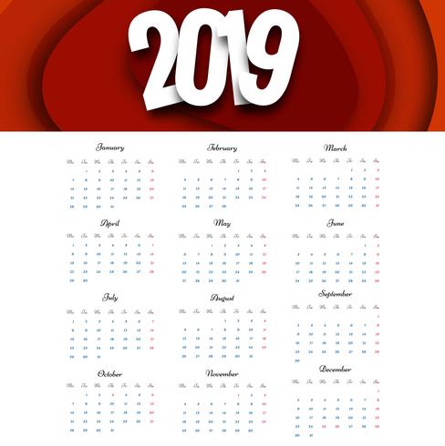 Beau design de calendrier d'entreprise 2019 vecteur