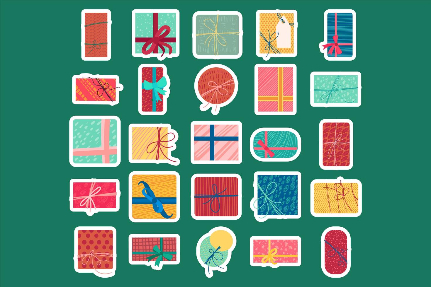 illustration vectorielle plane de boîtes de cadeau de Noël coloré vecteur