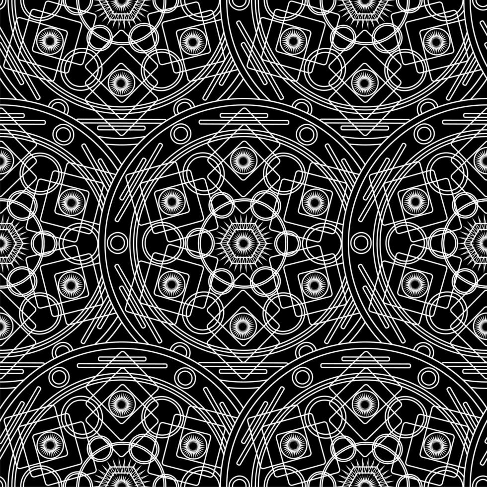 modèle sans couture de boho mandala monochrome noir blanc vecteur