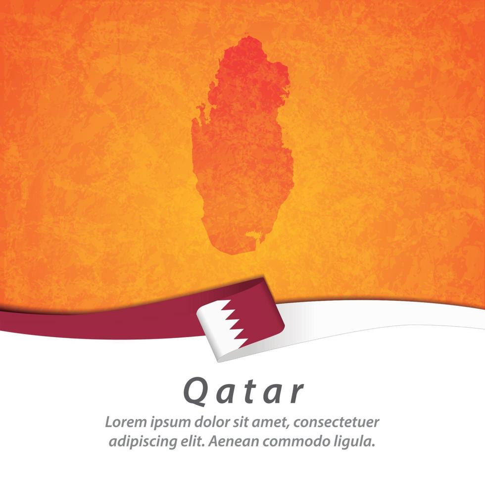 drapeau du qatar avec carte vecteur