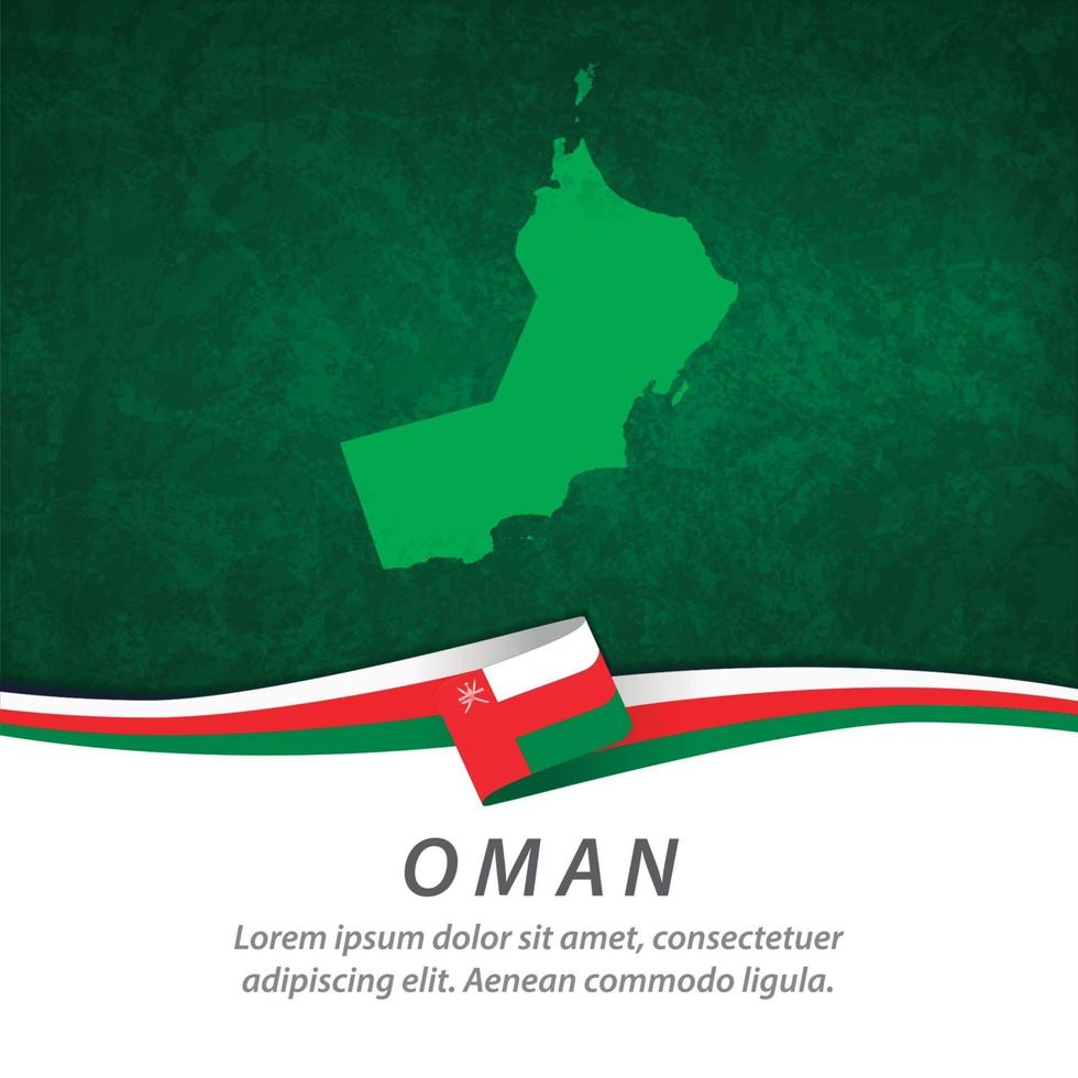 drapeau oman avec carte vecteur