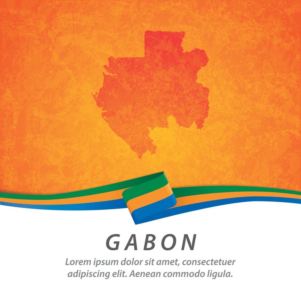 drapeau gabon avec carte vecteur