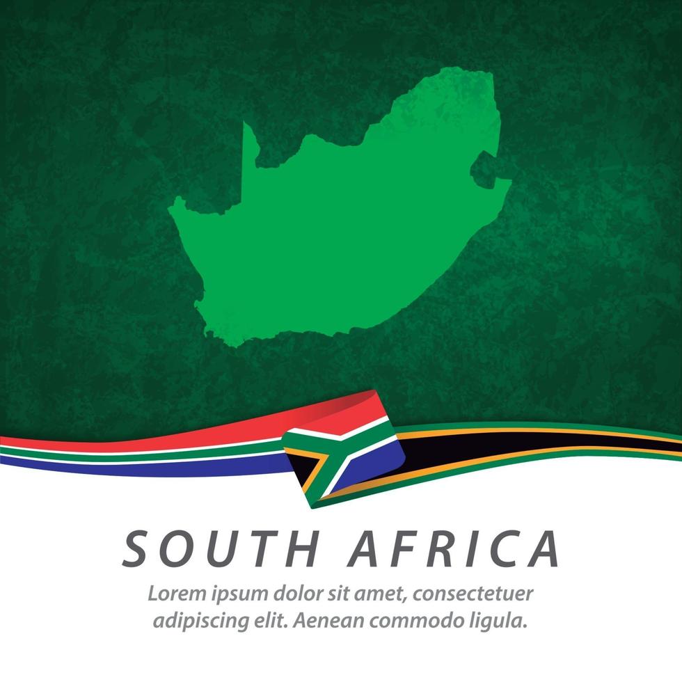 drapeau de l'afrique du sud avec carte vecteur