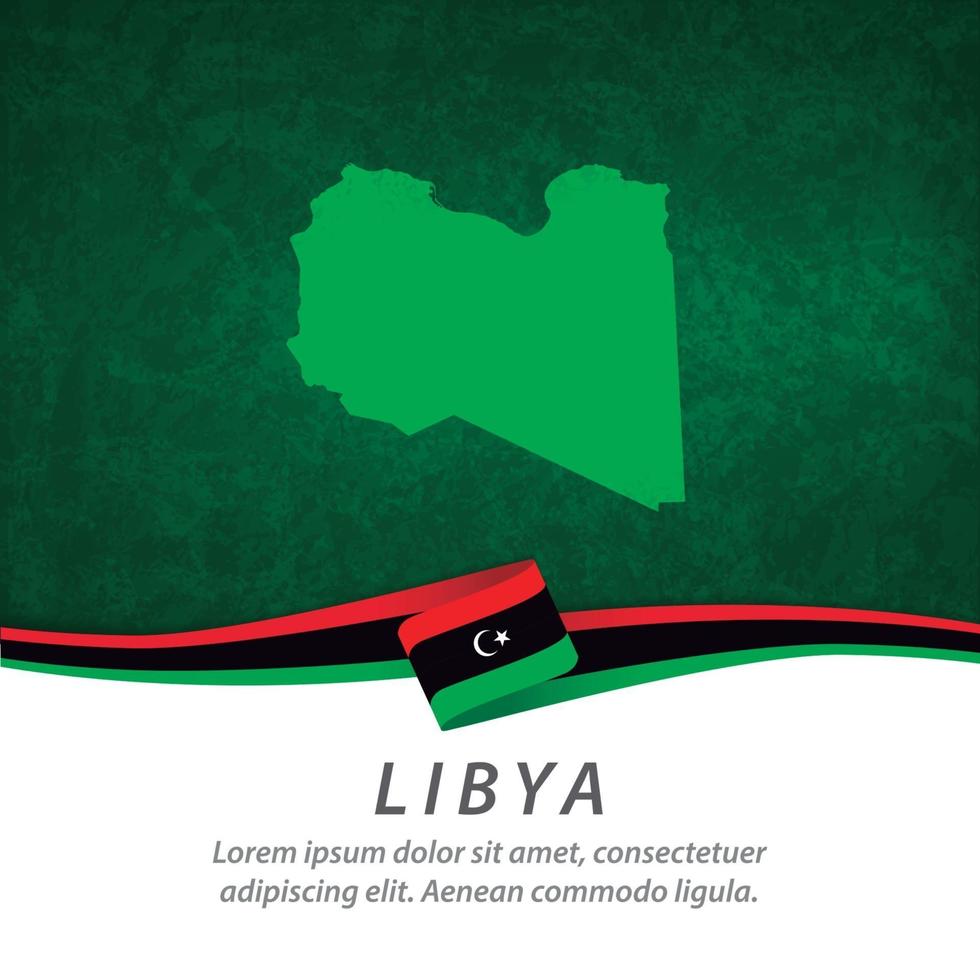 drapeau de la libye avec carte vecteur