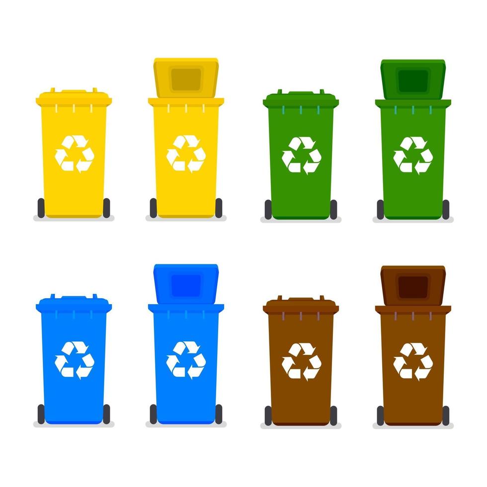 corbeilles avec symbole de recyclage. vecteur