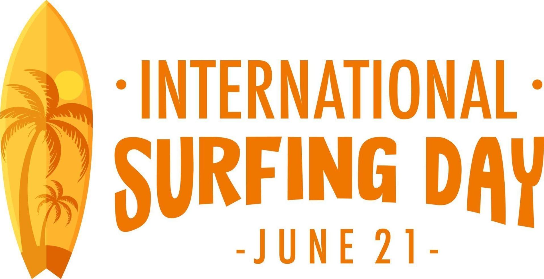 bannière de logo de la journée internationale du surf isolée vecteur