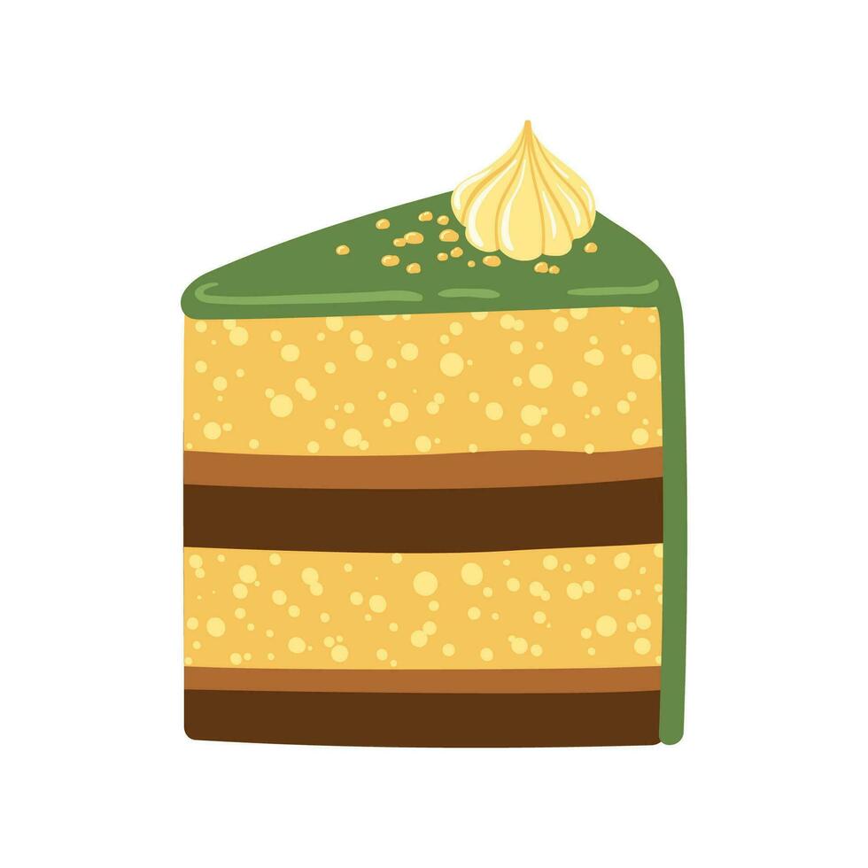 citron pistache gâteau tranche. content anniversaire élément. plat dessin animé icône illustration pour carte, affiche, autocollant vecteur