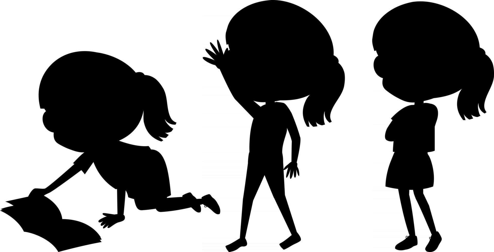 personnage de dessin animé de la silhouette des enfants sur fond blanc vecteur