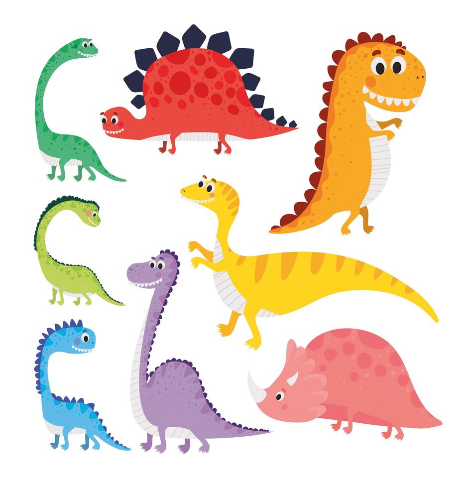 ensemble d'illustrations pour enfants de dinosaures vecteur