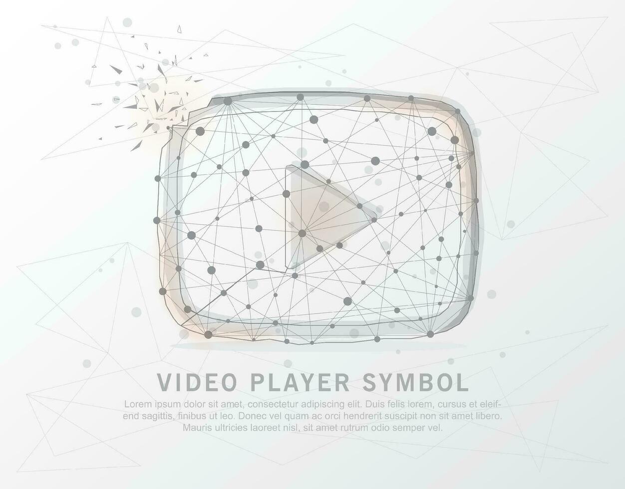 jouer icône forme indiquer, ligne et composition numériquement tiré dans le forme de cassé une partie Triangle forme et épars points faible poly câble Cadre. vecteur