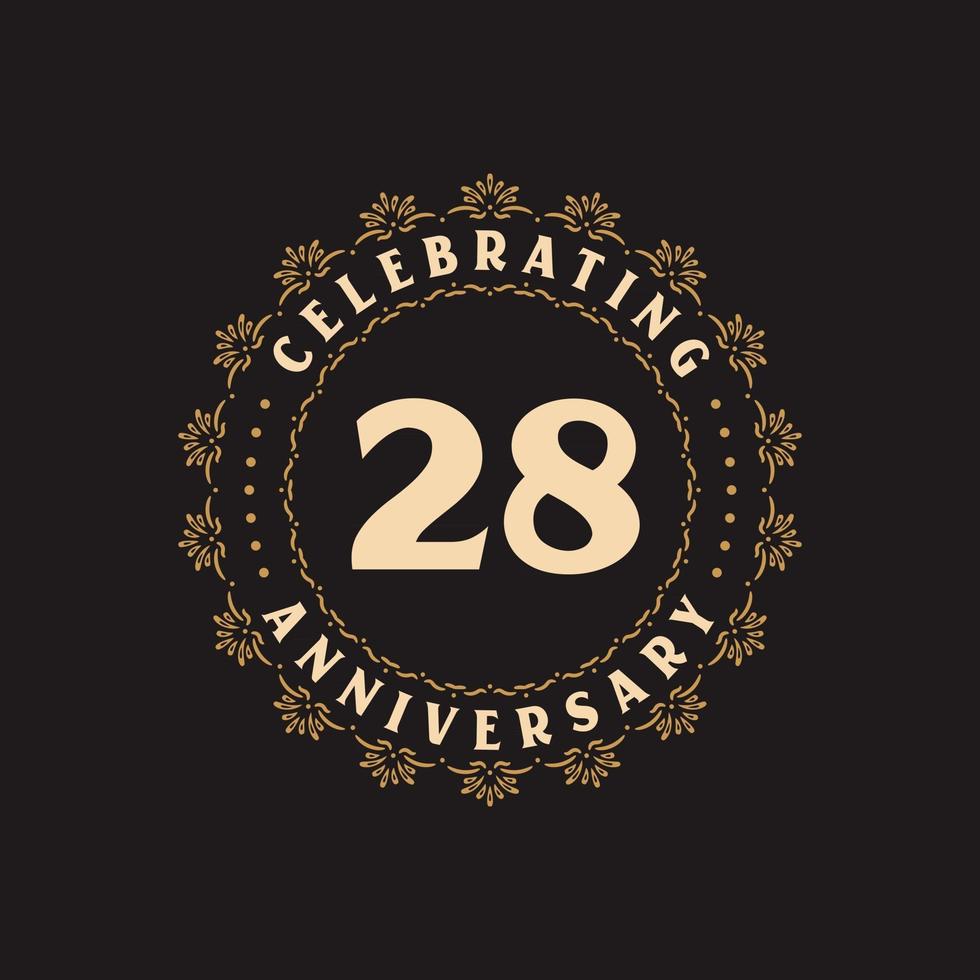 célébration du 28 anniversaire, carte de voeux pour l'anniversaire de 28 ans vecteur