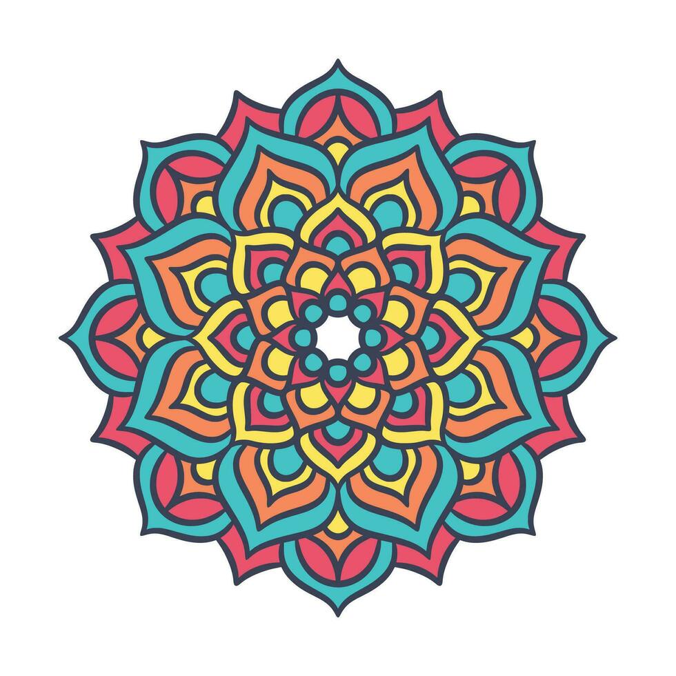 motif d'ornement rond mandala ethnique avec coloré vecteur