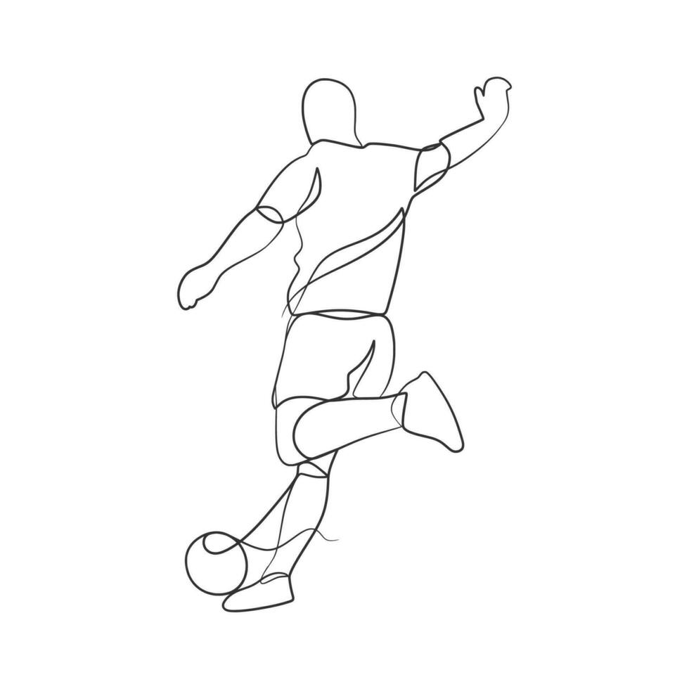 continu ligne dessin de la personne coups de pied une Balle Football vecteur