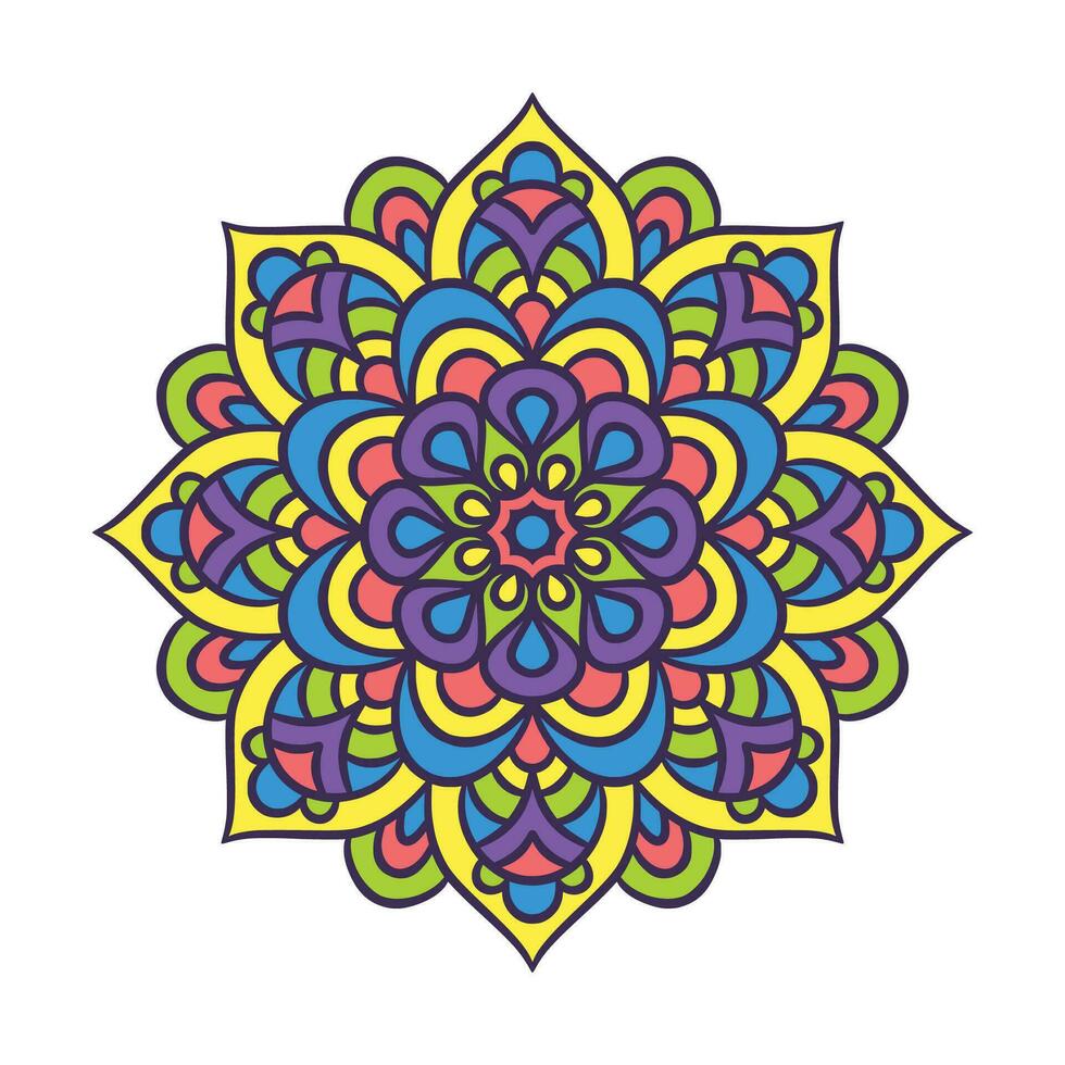 motif d'ornement rond mandala ethnique avec coloré vecteur