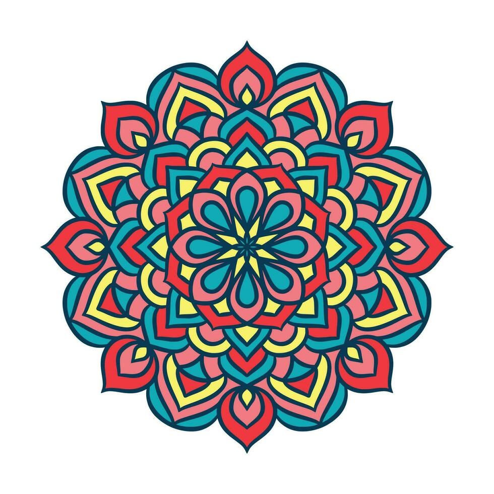 motif d'ornement rond mandala ethnique avec coloré vecteur