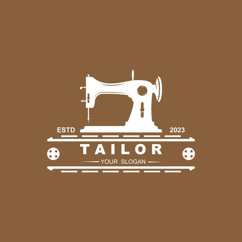 tailleur vecteur logo conception. couture vieux machine icône