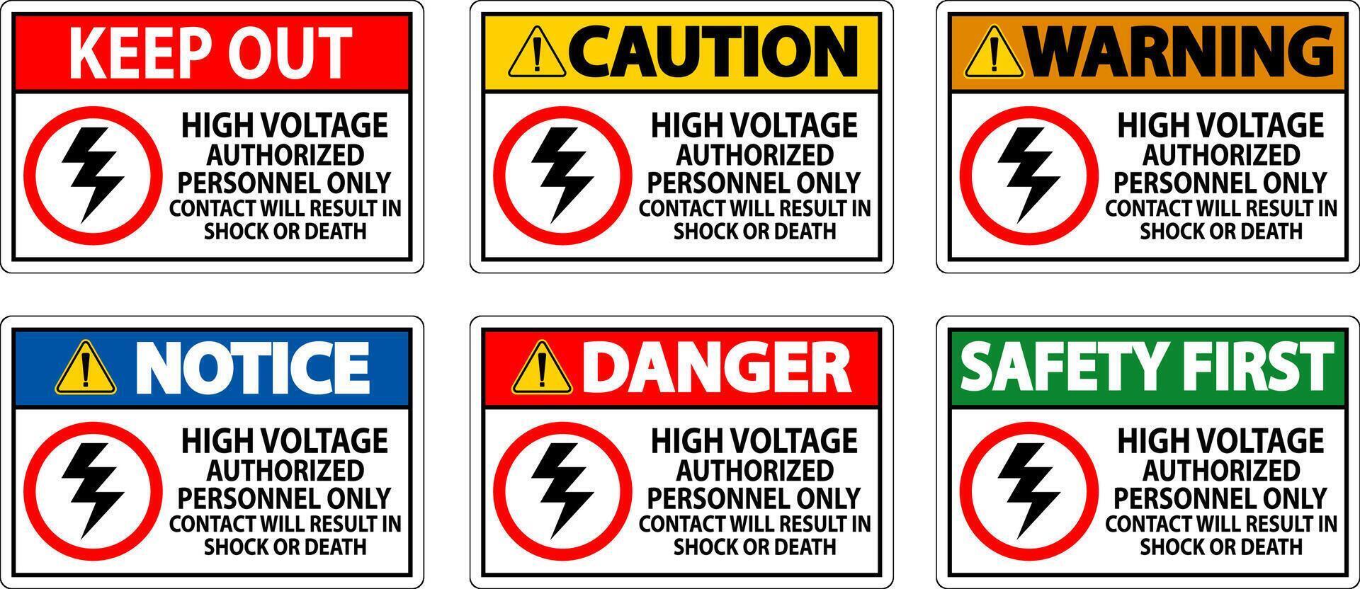 garder en dehors signe haute tension, autorisé personnel seul, contact volonté résultat dans choc ou décès vecteur