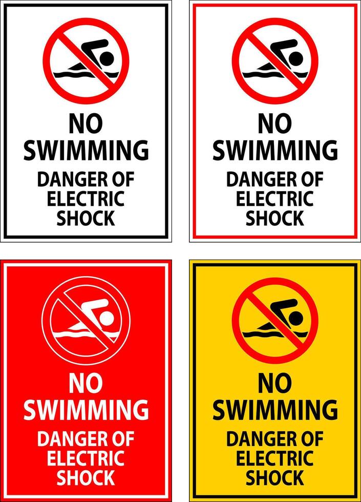 électrique danger signe non natation, danger de électrique choc vecteur