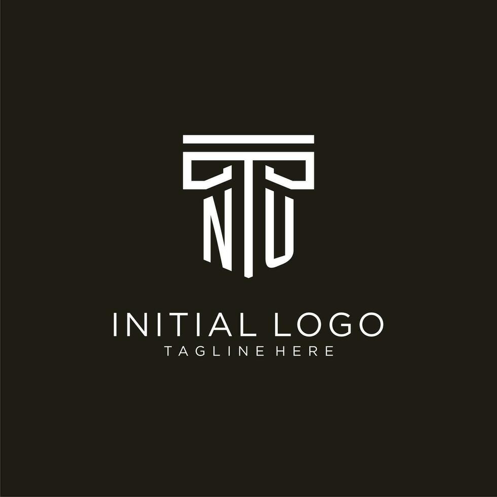 nu initiale logo avec géométrique pilier style conception vecteur