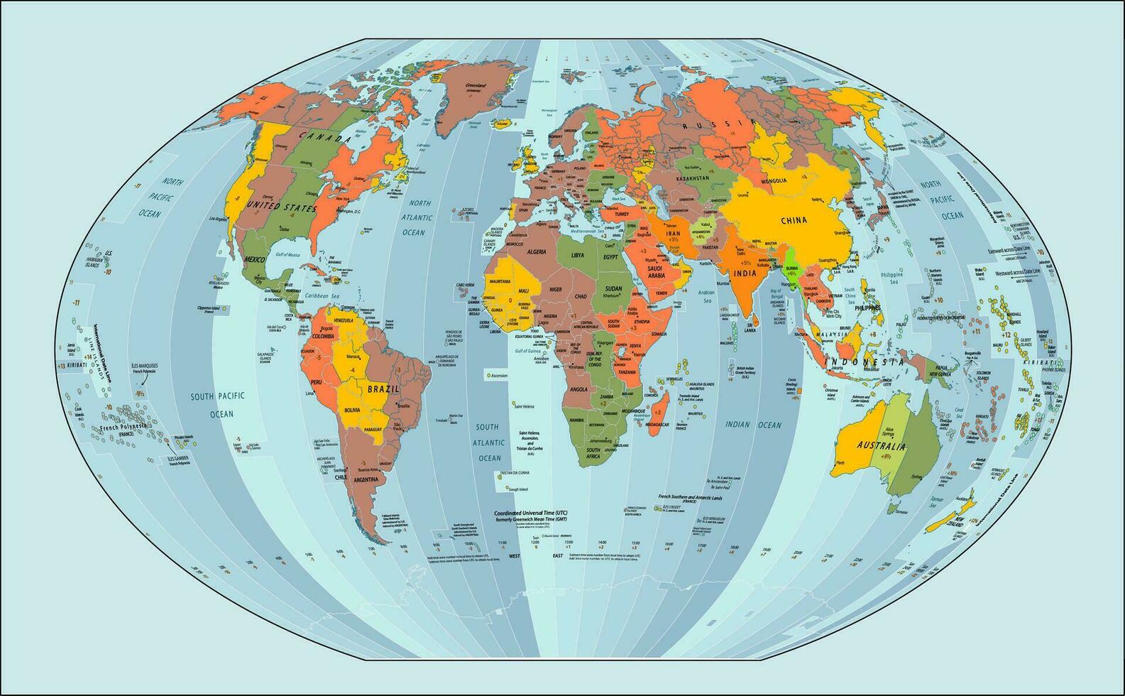 monde carte temps les zones carte vecteur