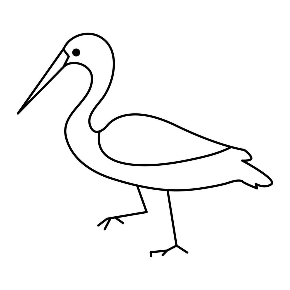 continu un ligne dessin de héron oiseau vecteur illustration