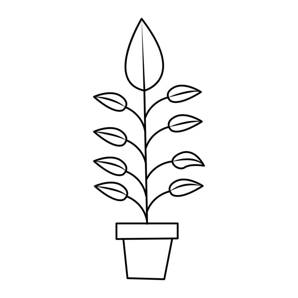 continu un ligne dessin de Accueil plante dans une pot arbre vecteur illustration