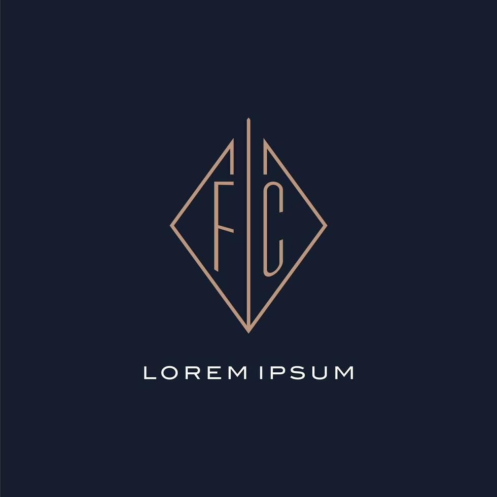 monogramme fc logo avec diamant rhombe style, luxe moderne logo conception vecteur