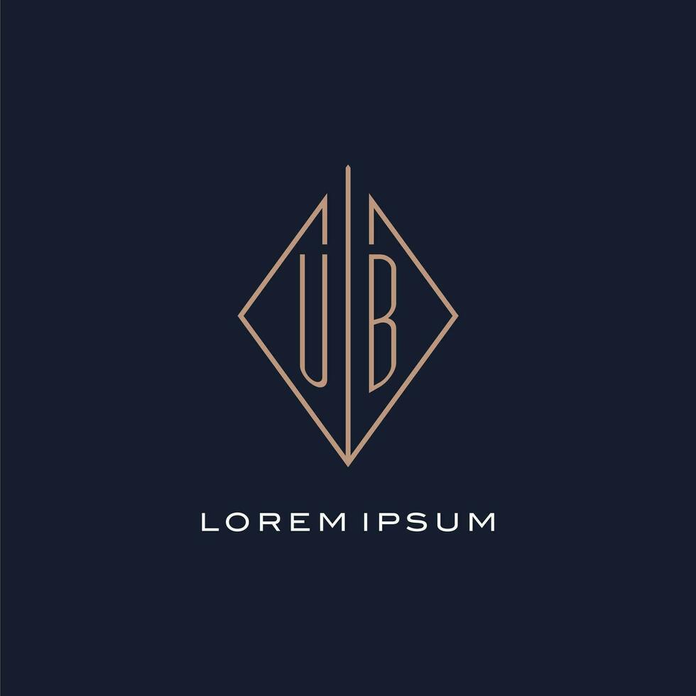 monogramme ub logo avec diamant rhombe style, luxe moderne logo conception vecteur