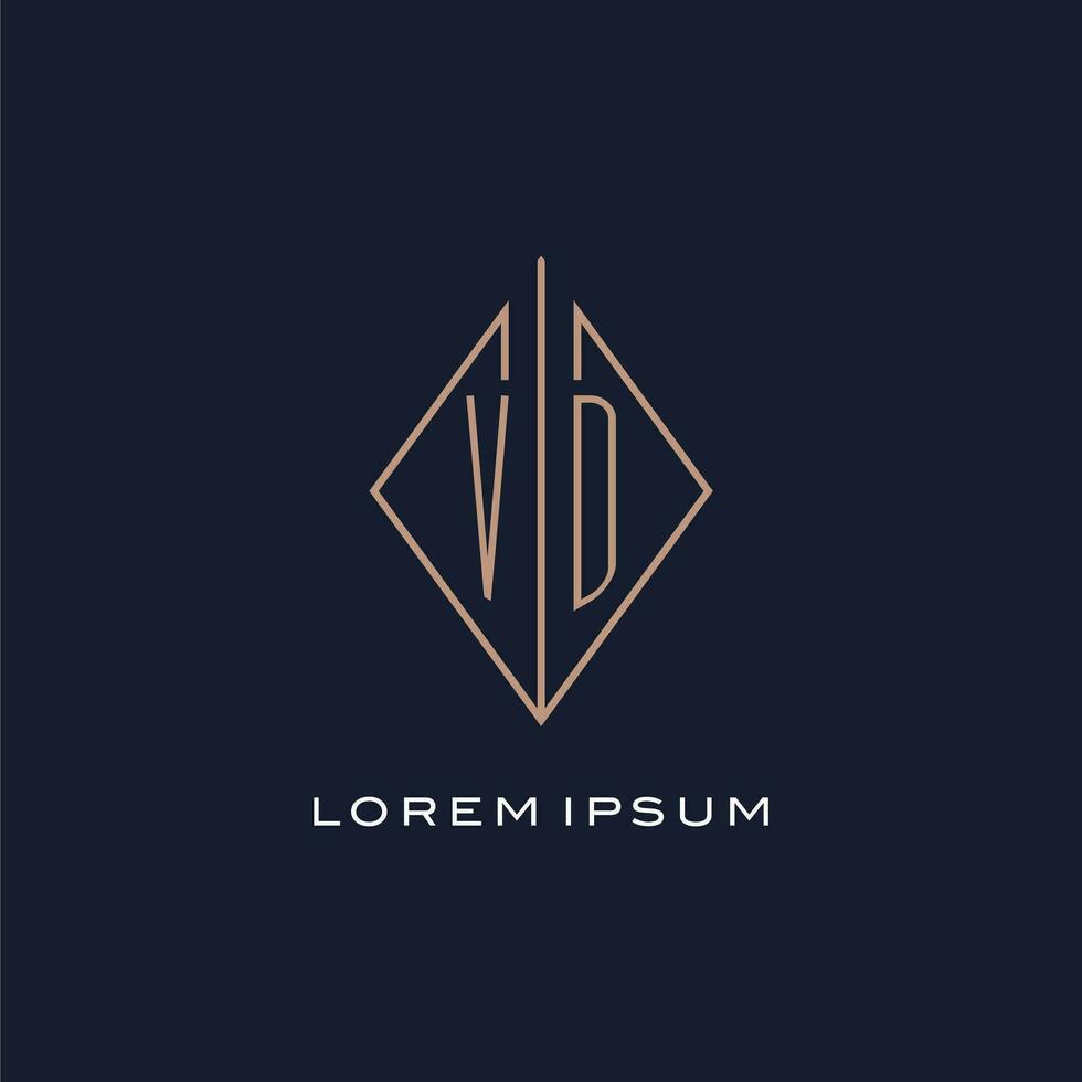 monogramme vd logo avec diamant rhombe style, luxe moderne logo conception vecteur