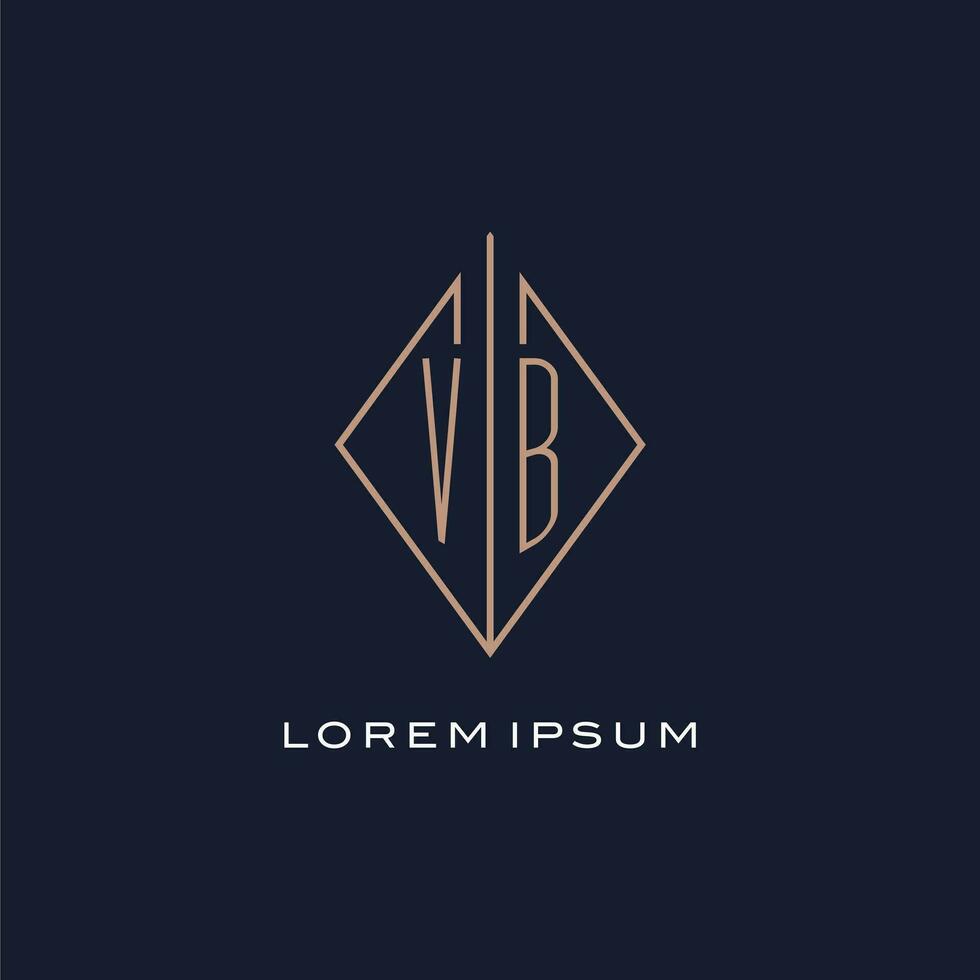 monogramme vb logo avec diamant rhombe style, luxe moderne logo conception vecteur