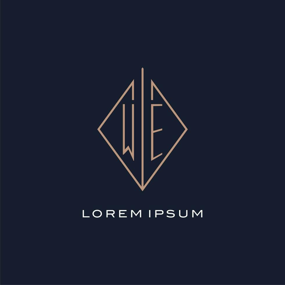 monogramme nous logo avec diamant rhombe style, luxe moderne logo conception vecteur