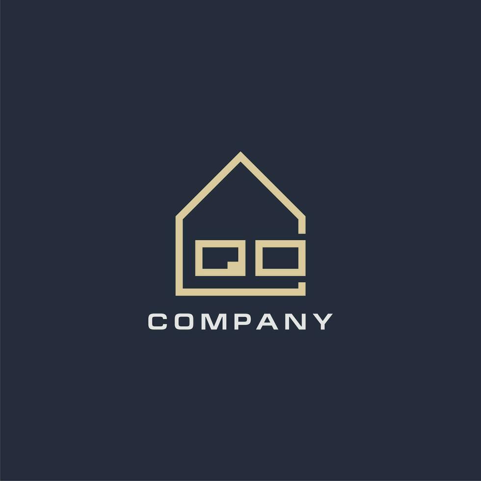 initiale lettre qo réel biens logo avec Facile toit style conception des idées vecteur
