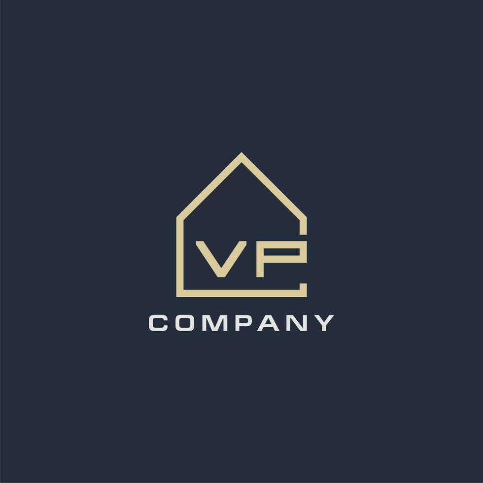 initiale lettre vice-président réel biens logo avec Facile toit style conception des idées vecteur