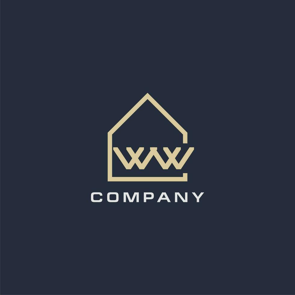 initiale lettre ww réel biens logo avec Facile toit style conception des idées vecteur