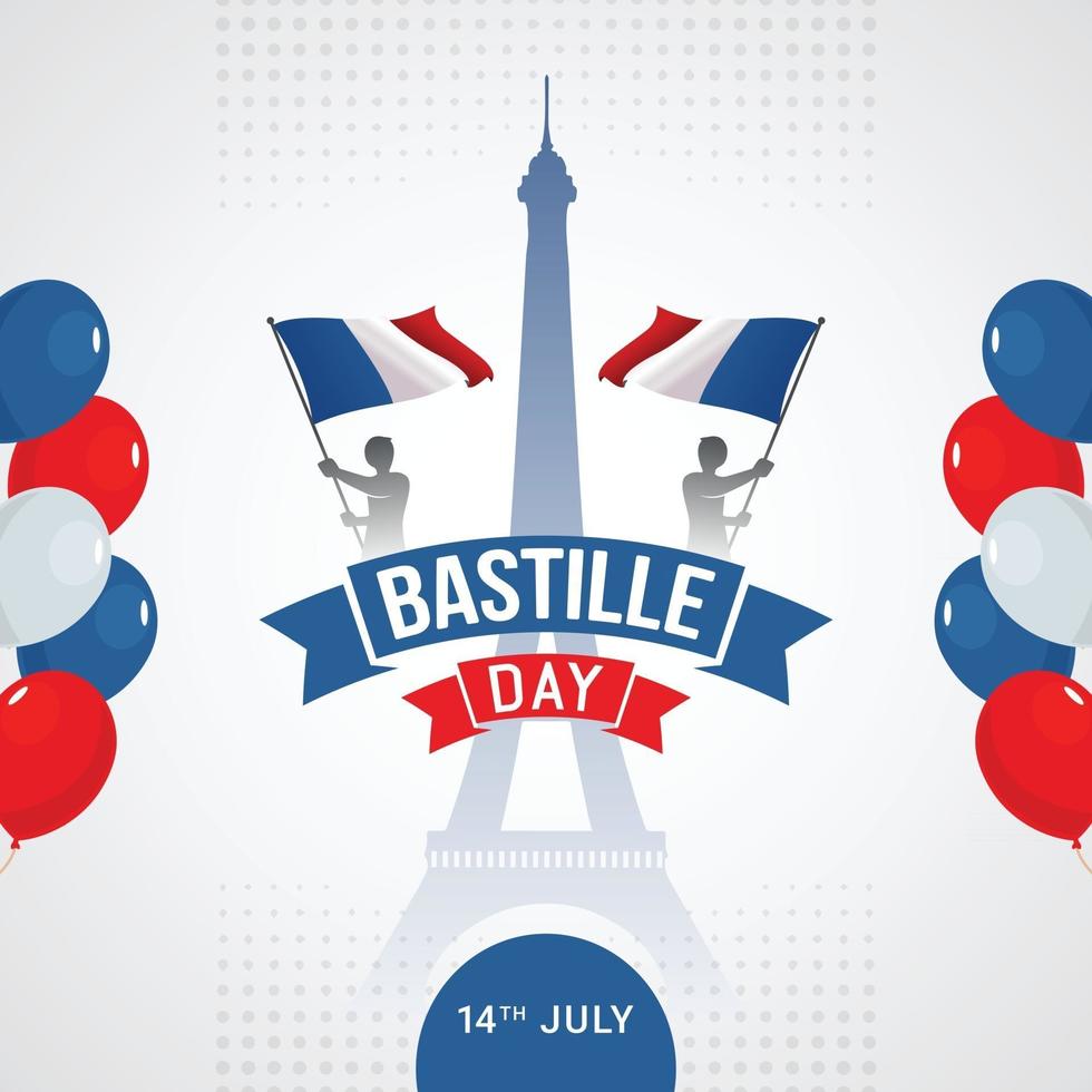 bonne fête de la bannière du jour de la bastille en france vecteur