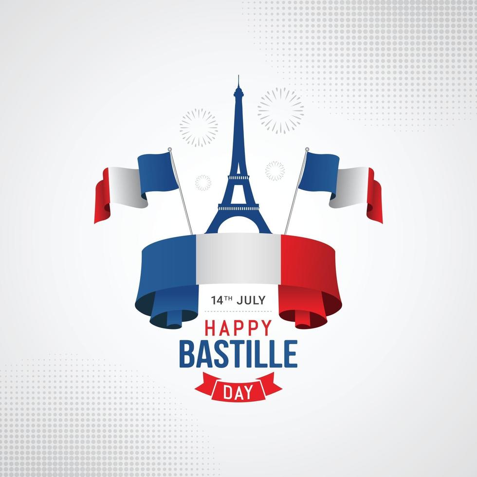 bonne fête de la bannière du jour de la bastille en france vecteur