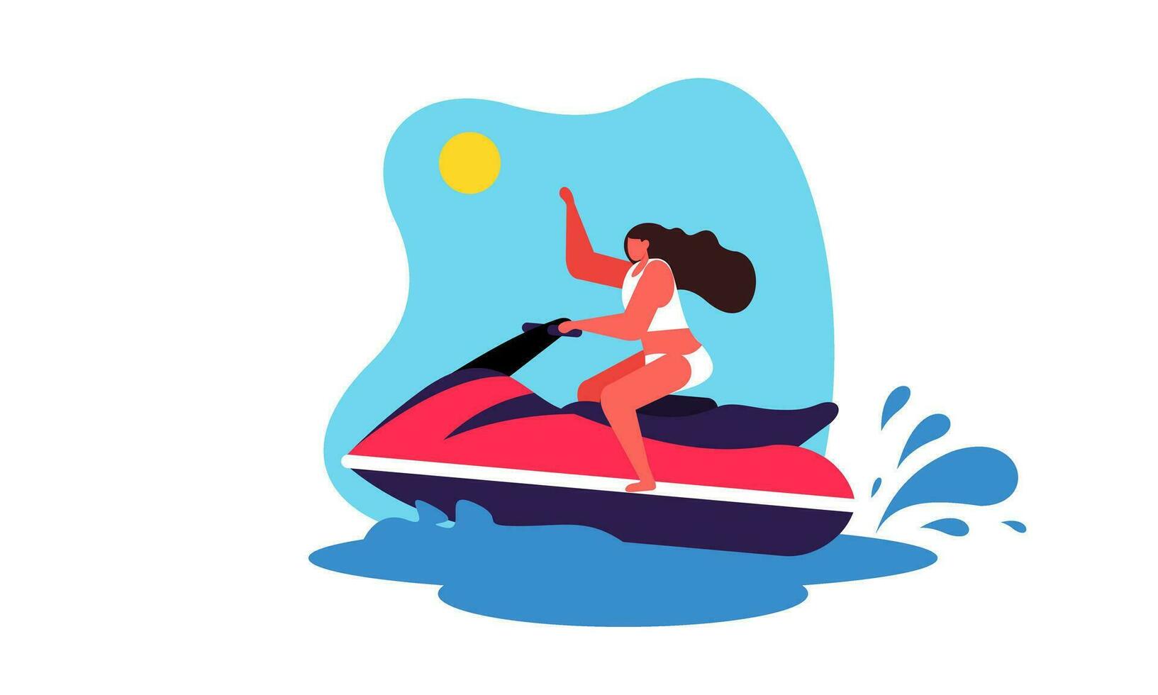 gens Jeune équitation une jet ski vecteur illustration