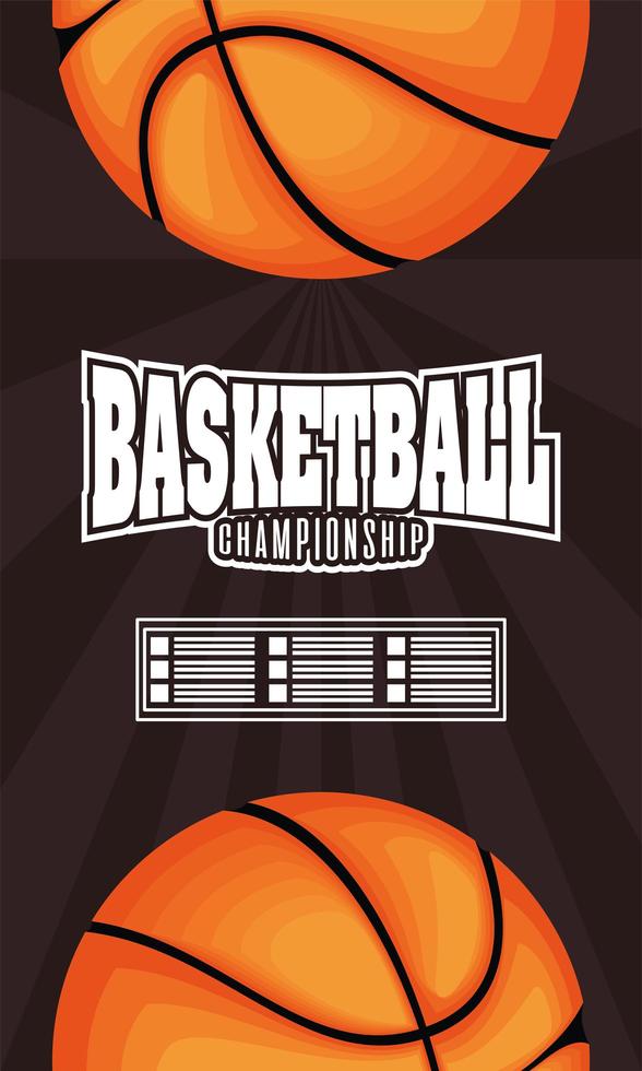 affiche avec emblème de sport de ballon de basket-ball vecteur