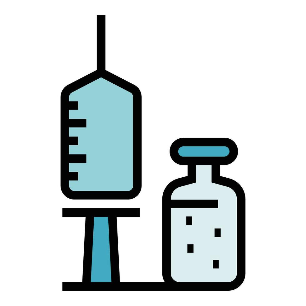 vaccin seringue ampoule icône vecteur plat