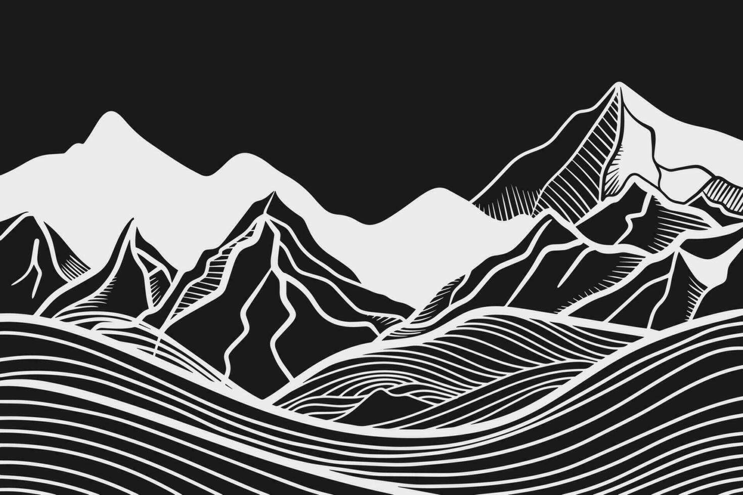 Créatif minimaliste moderne ligne art imprimer. abstrait Montagne contemporain esthétique Contexte paysage. vecteur