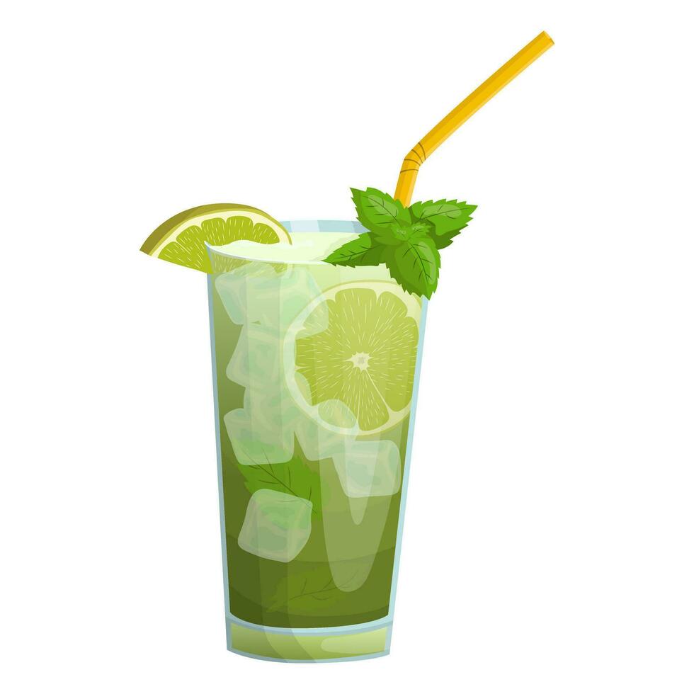 Mojito cocktail. vecteur illustration sur une blanc Contexte.