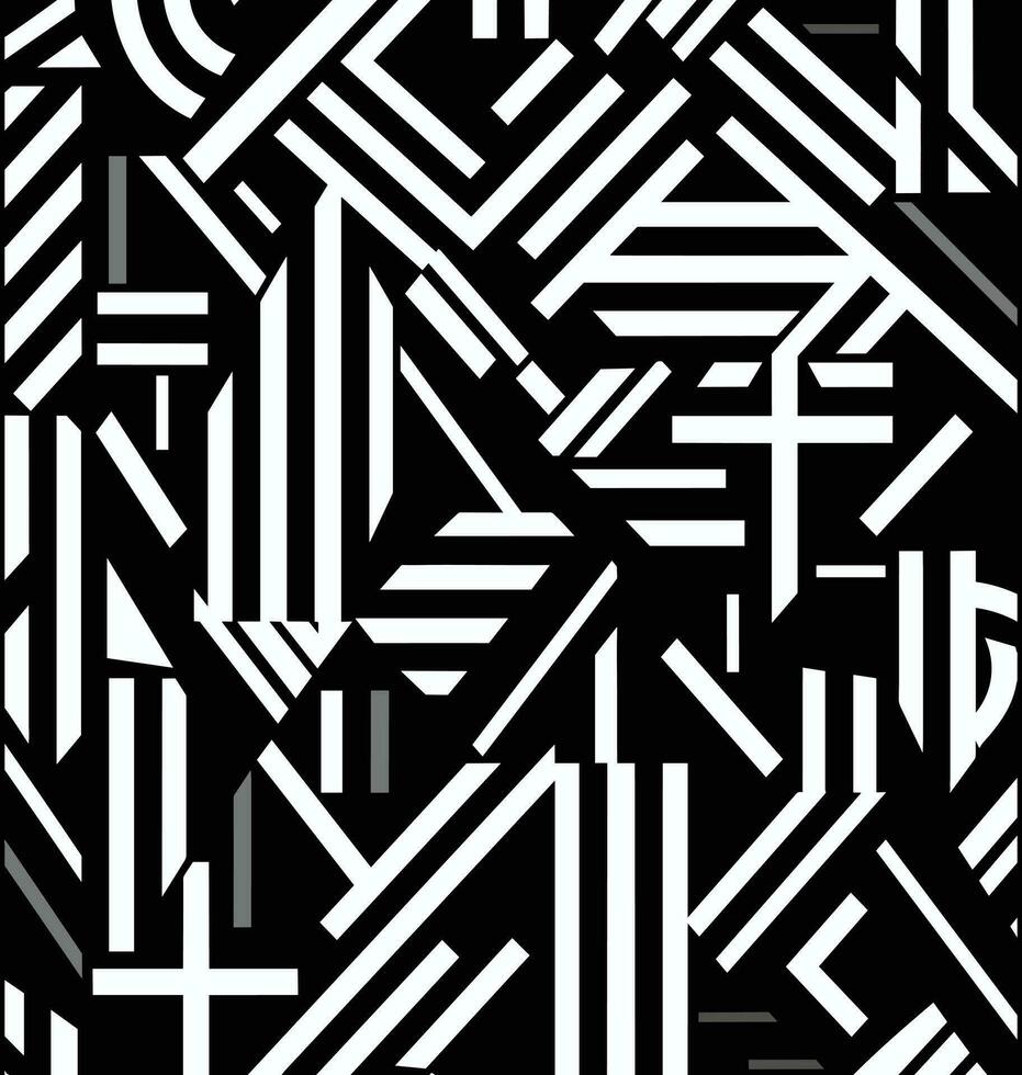 abstrait rayures modèle Stock vecteur graphique conception, dans le style de cubiste géométries, foncé blanc et noir