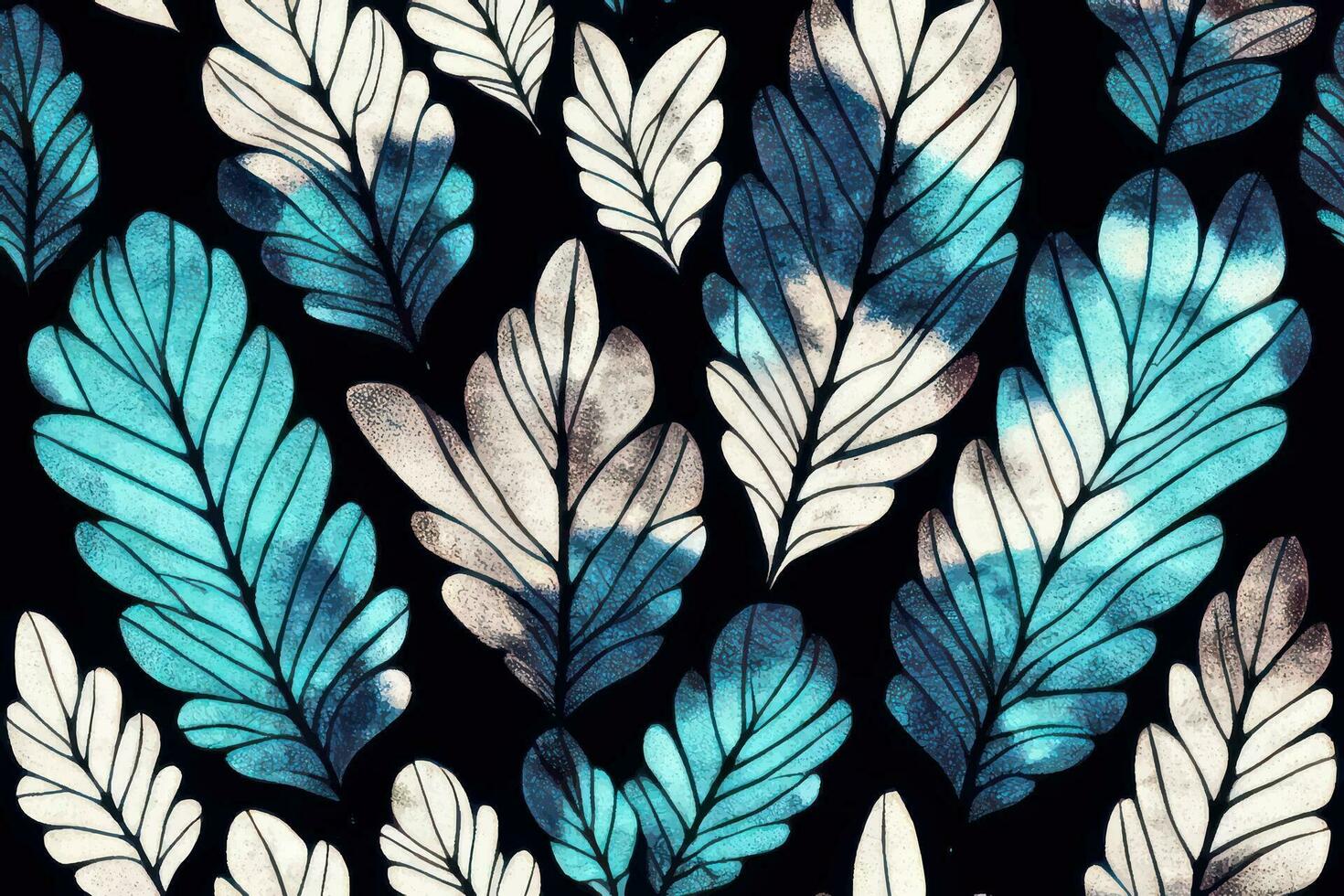 sans couture attacher colorant branché interminable ornement botanique illustration textile jardin mode ogee été vecteur coloré magnifique dessin interminable ornemental l'ethnie Bande , bleu gris feuilles noir