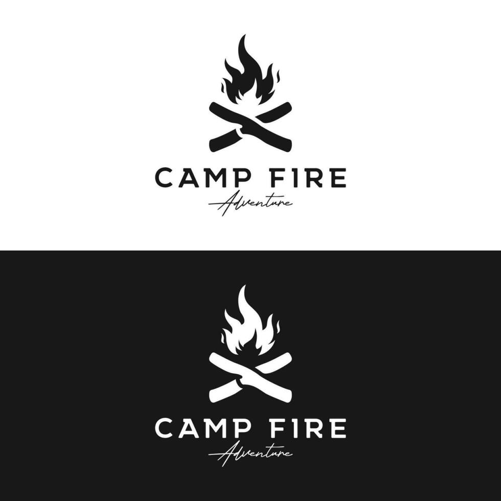 branché ancien feu logo conception. logo pour camping, aventure faune, feu de camp. vecteur