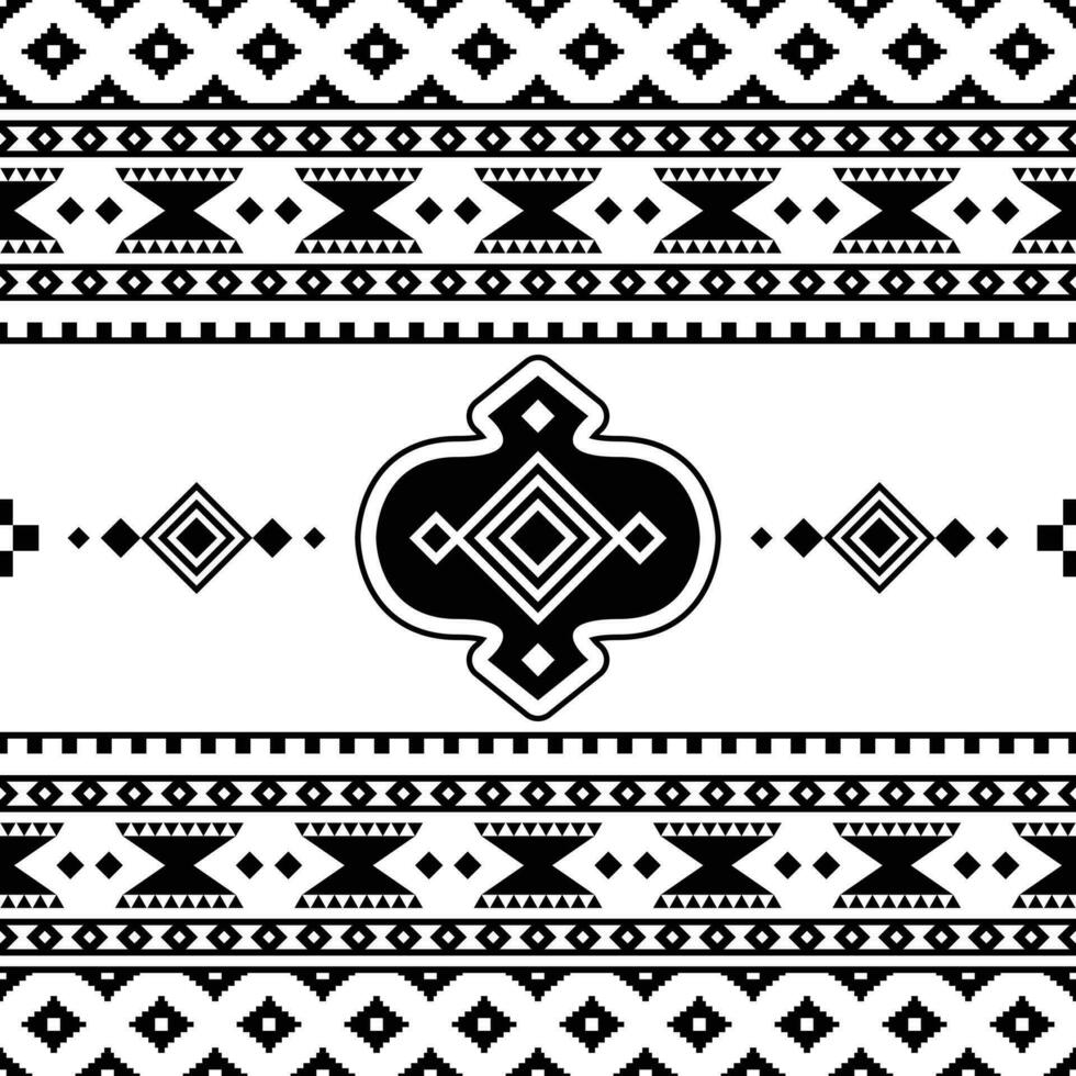 ethnique géométrique originaire de américain modèle conception pour en tissu impression et décoration. tribal sans couture Bande modèle dans aztèque style. noir et blanc couleurs. vecteur