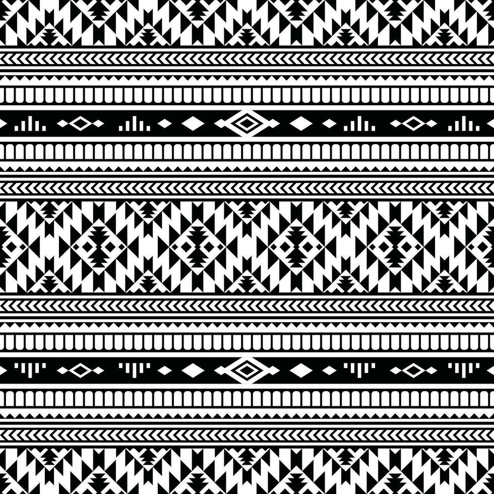 originaire de américain géométrique abstrait avec style de sans couture tribu. ethnique modèle conception pour textile et en tissu imprimer. noir et blanc couleurs. vecteur