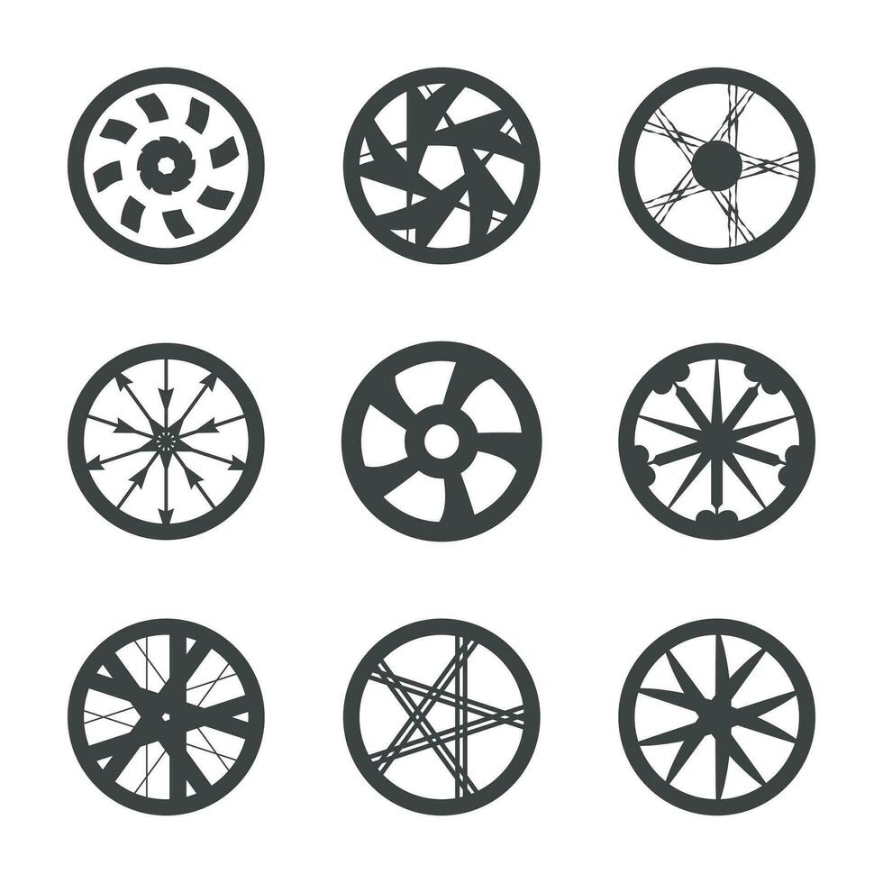 ensemble d'icônes minimales vectorielles de jantes de voiture couleur noire vecteur